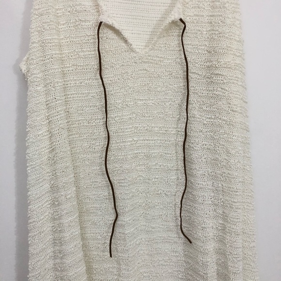 J Valdi White Net Mesh Top Throwover w Brown Tie - Picture 3 of 6